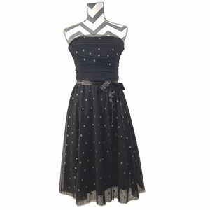 BCBGMaxAzria Brown Polka Dot Strapless Dress - Size M